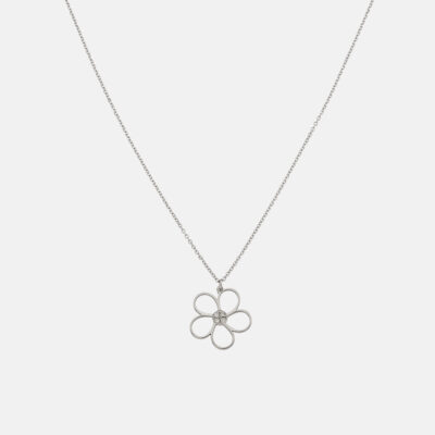 Daisy Outline Necklace with Diamonds