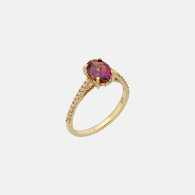 Oval Garnet Solitaire Ring