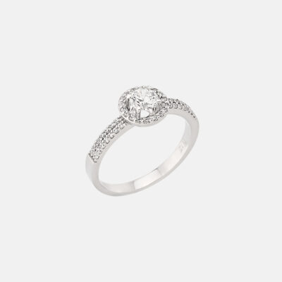 Round Halo Solitaire Ring
