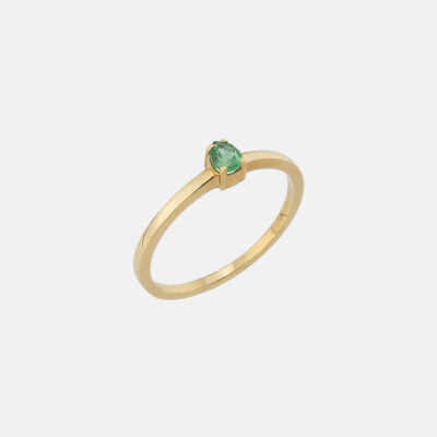 Pear Cut Mini Emerald Ring