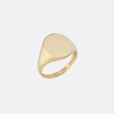 Oval Flat Signet Yellow Gold Ring