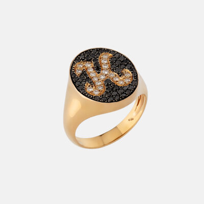 Monogrammed Diamond Signet Ring