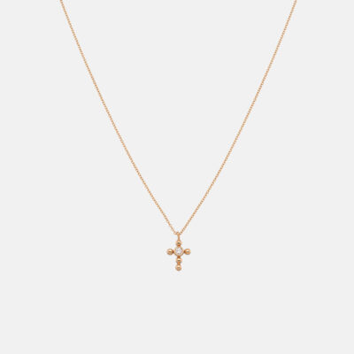 Granule Mini Rose Gold Cross Necklace