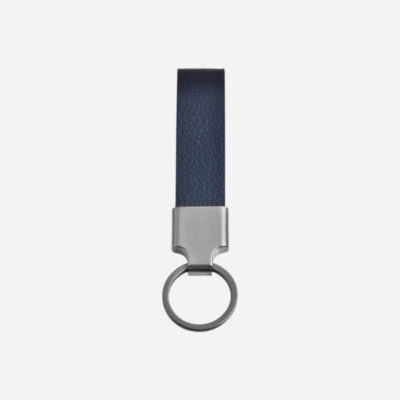 Lennox Unisex Blue Leather Keyring