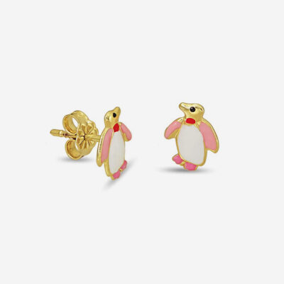 Pink Penguin Enamel Girl's Earrings