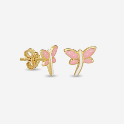 Pink Libellula Enamel Girl's Earrings