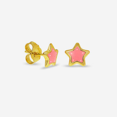 Pink Star Enamel Girl's Earrings