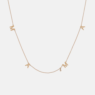 Mama Necklace with a Hanging Diamond