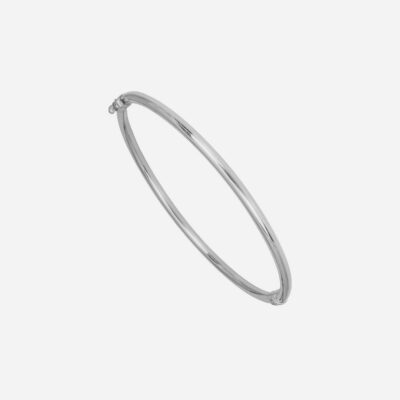 Round Section Silver Bangle Bracelet