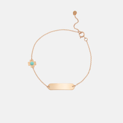 Cross with Turquoise Bead Name Tag Bracelet