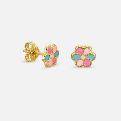 Multicolour Daisy Enamel Girl’s Earrings