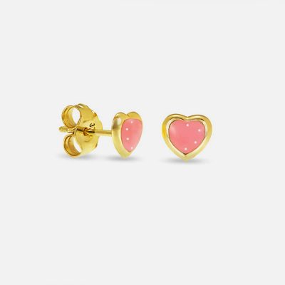 Pink Heart Enamel Girl’s Earrings