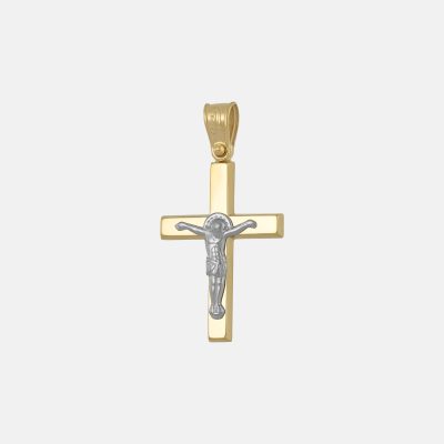 Medium Crucifix Cross 14kt in Yellow & White Gold
