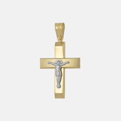 Crucifix Cross 14kt in Yellow & White Gold