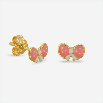 Pink Bow Enamel Girl's Earrings