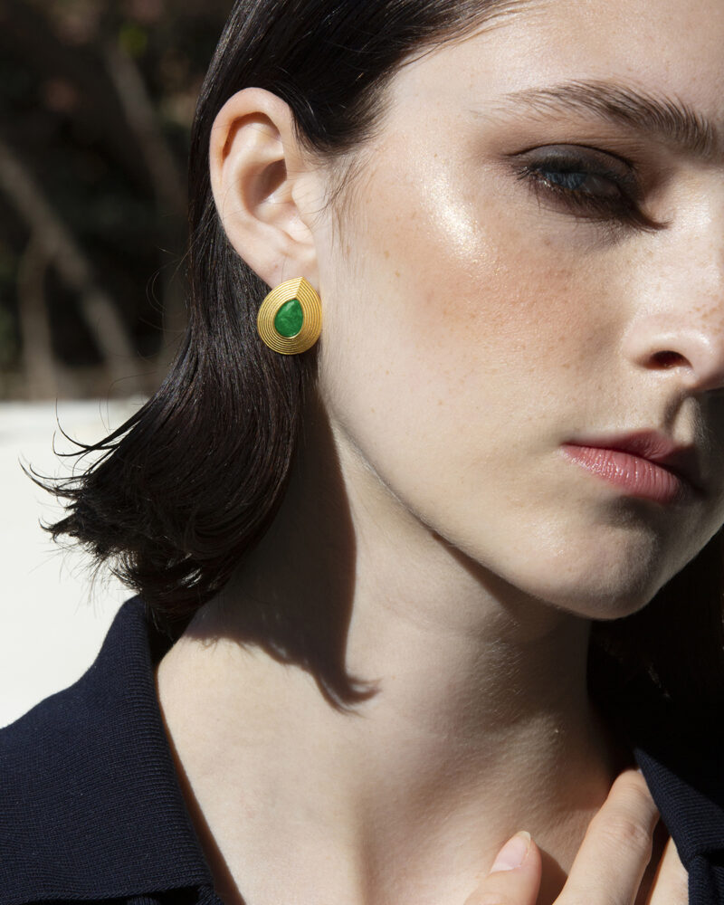 sfoojewelry_metropoliscollection_oval gold tourmaline earrings green